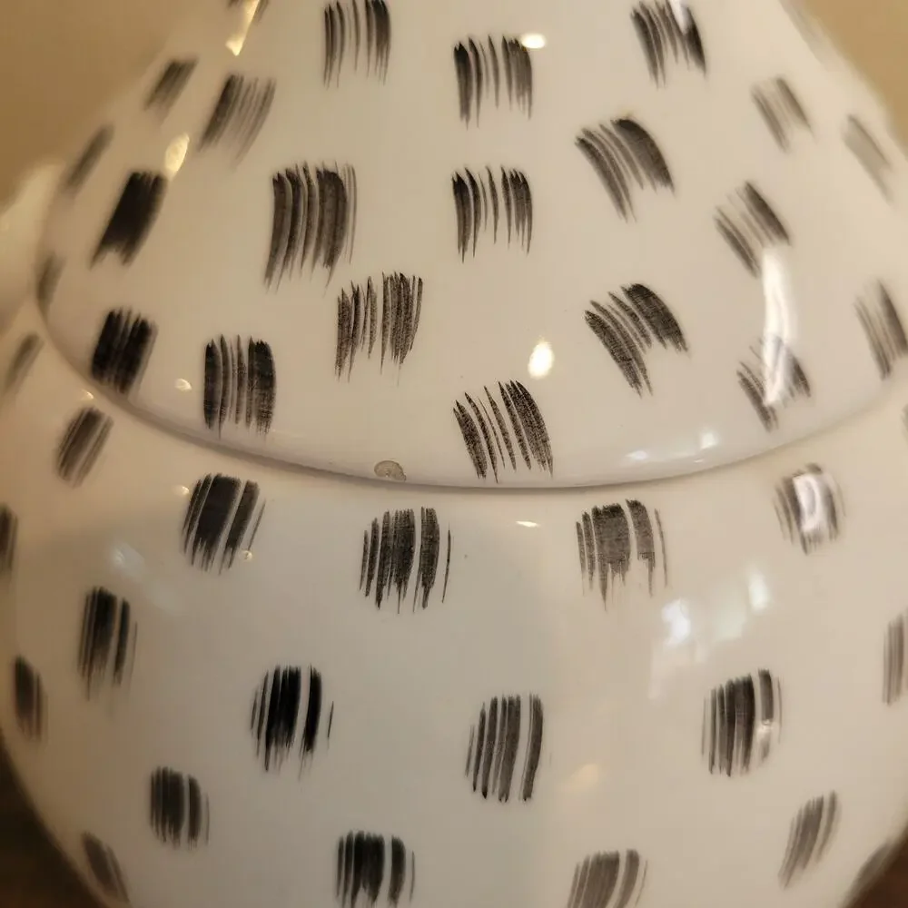 Farmhouse Ceramic Chicken Lidded Bowl Brushstroke Pattern